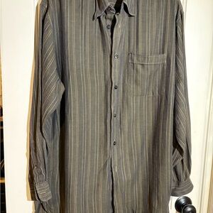 John W. Nordstrom Brown Striped Dress Shirt